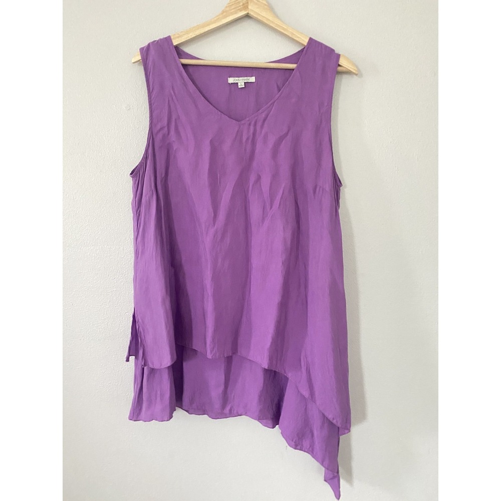 John Mark Sleeveless Boho Purple Asymmetrical Tank Blouse Women Sz L‎